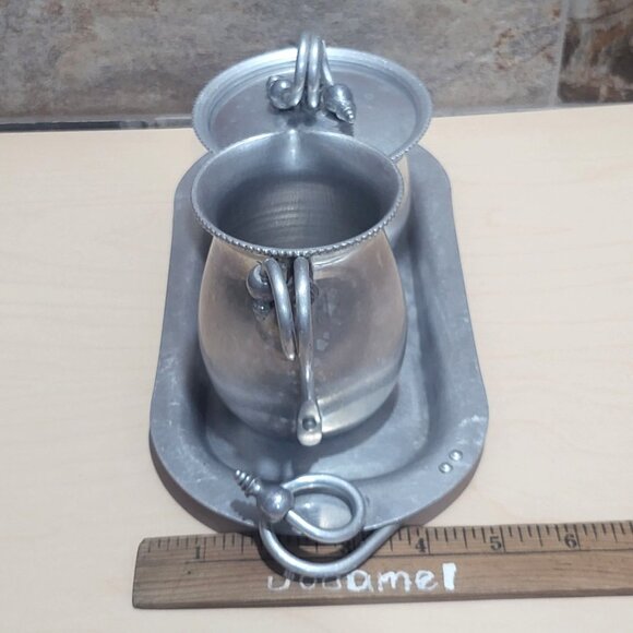 Vintage BW Buenilum Aluminum Sugar Creamer Set with Tray - Picture 9 of 12